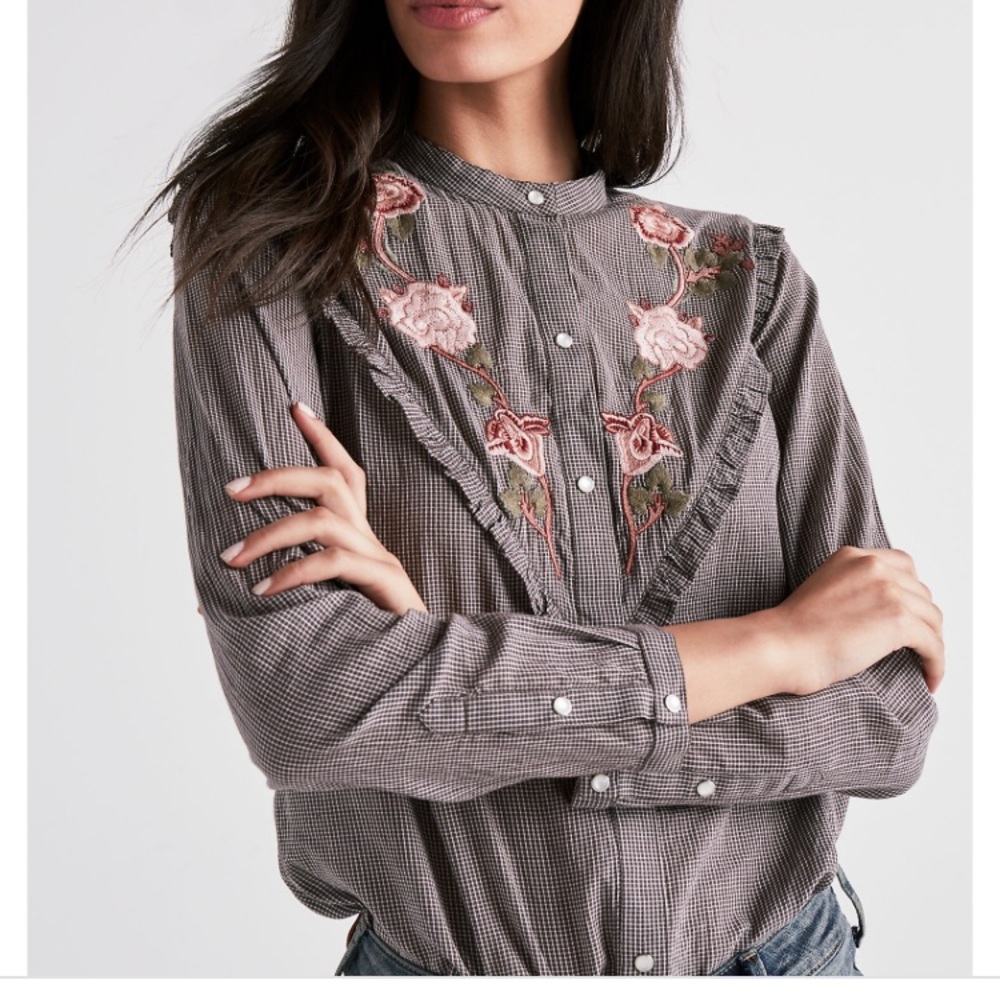 Lucky Brand Western Embroidered top.